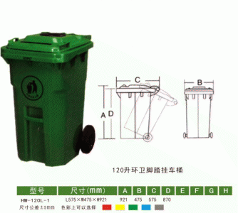 HW-051  120L環衛腳踏掛車桶