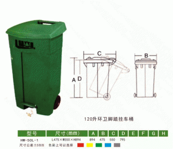 HW-047  120L環衛腳踏掛車桶